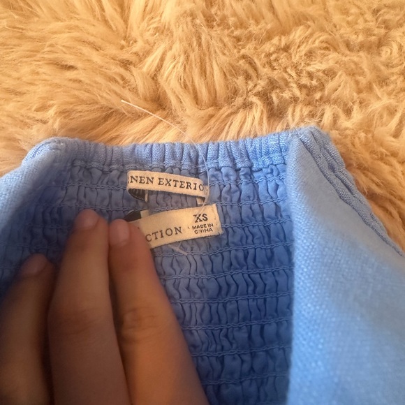 Matching set! Premium linen scalloped strapless top and shorts set - Picture 9 of 9